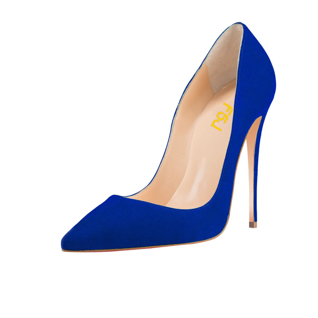 Women's Royal Blue Pointed Toe Office Stiletto Heel Pumps Shoes