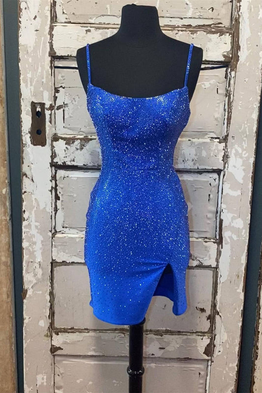 Short Tight Yellow Homecoming Dress,Crystal Beaded Semi Formal Dresses