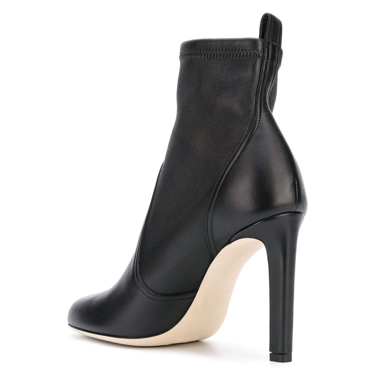 Black Lace Up Chunky Heel Almond Toe Ankle Boots