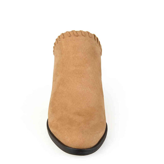 Women's Tan Vegan Suede Vintage Chunky Heels Mules Shoes