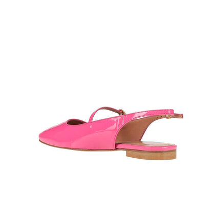 Pink Patent Leather Pointed Toe Slip-On Mary Jane Slingback Flats