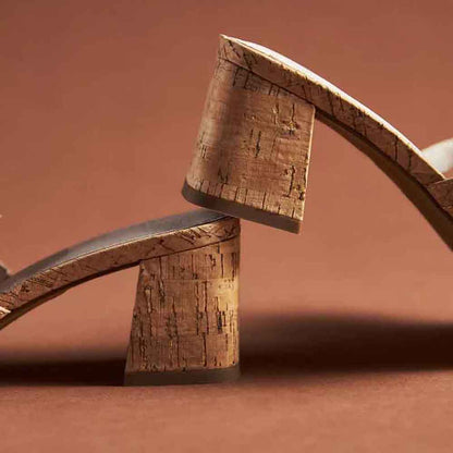 Beige Vegan Leather Square Toe Block Heel Floral Cork Mules