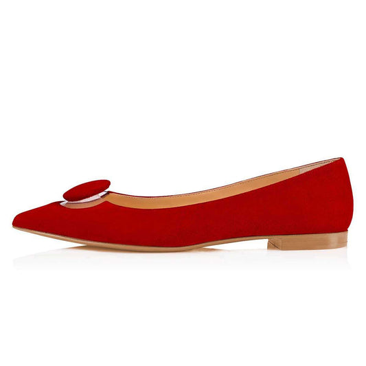 Red Trendy Shoes Slip On Pointed Toe Flats for Women