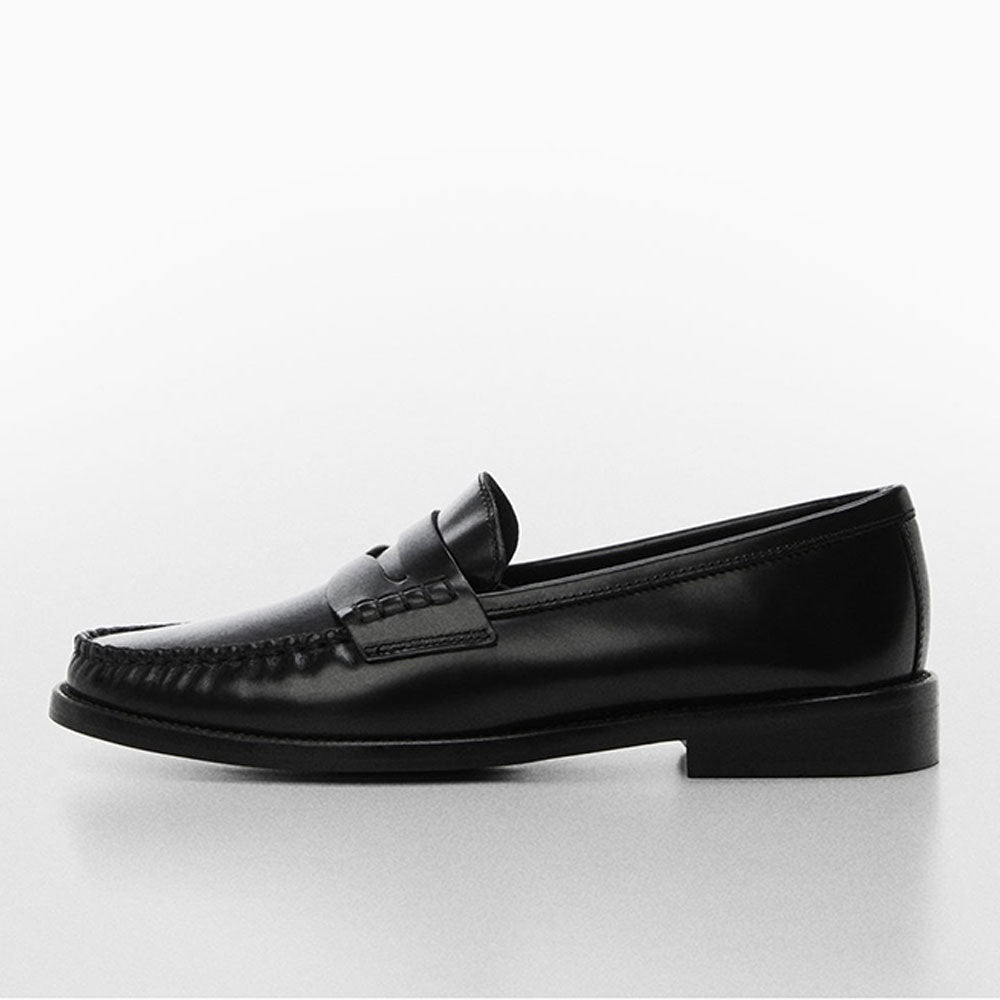 Black Vegan Leather Round Toe Flat Slip-On Formal Loafers