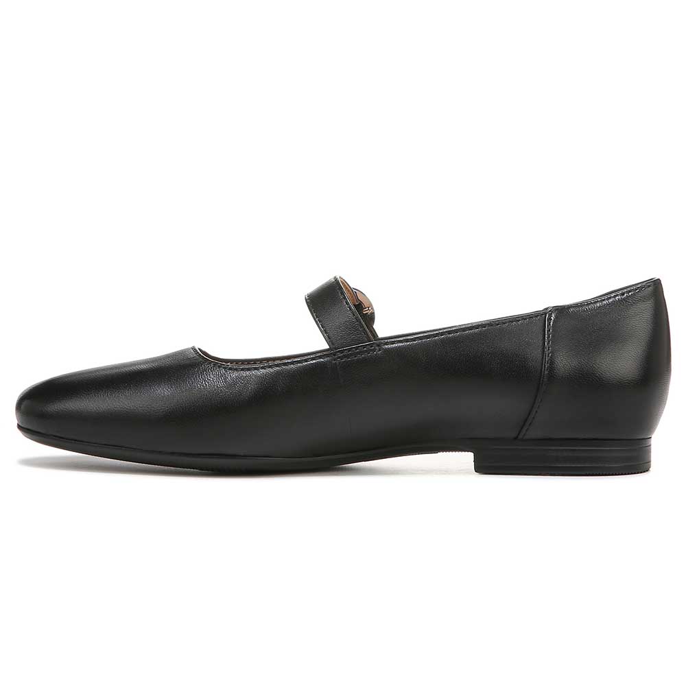 Black Vegan Leather Round Toe Slip-On Buckled Mary Jane Flats