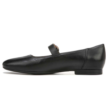 Black Vegan Leather Round Toe Slip-On Buckled Mary Jane Flats