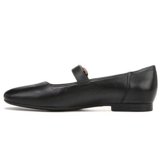 Black Vegan Leather Round Toe Slip-On Buckled Mary Jane Flats