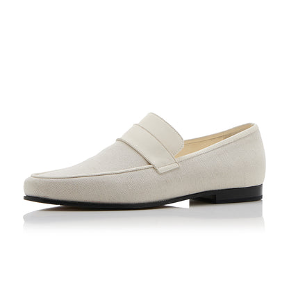 White Vegan Leather Square Toe Chunky Heel Loafers