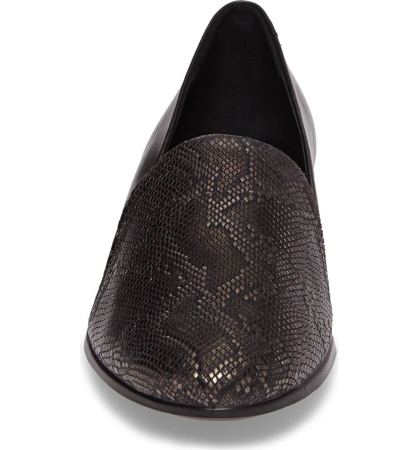 Black Python Round Toe Flats Loafer Shoes Women