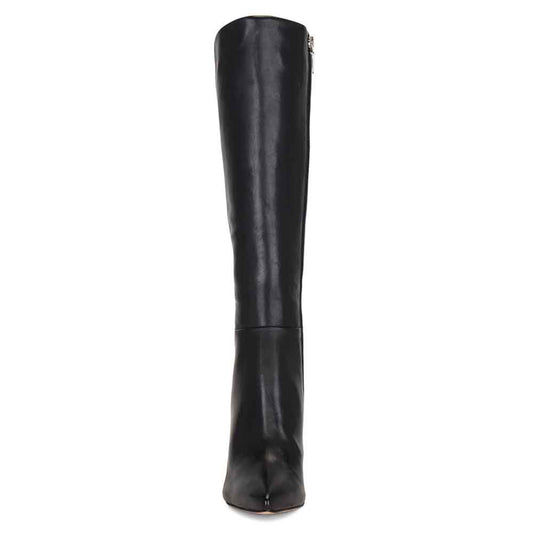 Black Pointed Toe Stiletto Heel Side-Zip Knee High Boots