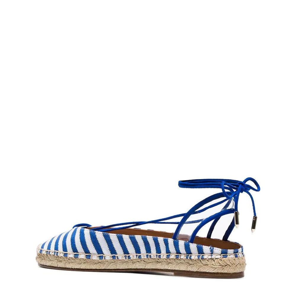 Blue and White Chambray Strappy Comfortable Flats