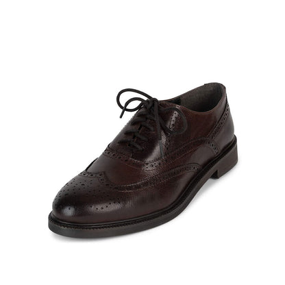 Dark Brown Round Toe Lace Up Vintage Wingtip Flats