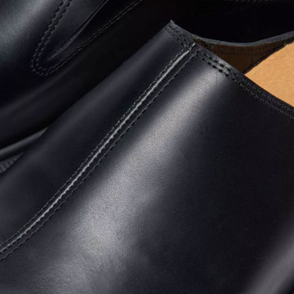 Women's Black Vegan Leather Round Toe Comfortable Flat Mules