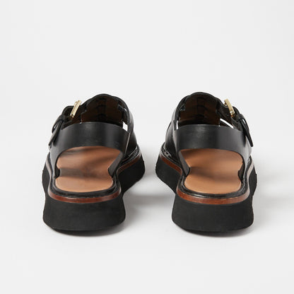 Black  Sandals With Strapy Fish Man Flats Sandals