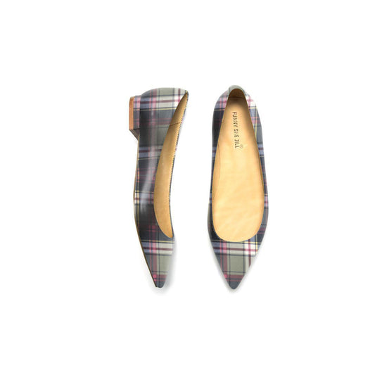 Women's Multicolor Plaid Print Pointed Toe Casual Flats