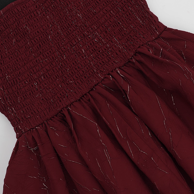 Vintage Burgundy Sweetheart Strapless A-Line Sleeveless Short Summer Dresses Party Dress Homecoming Dress TP4362