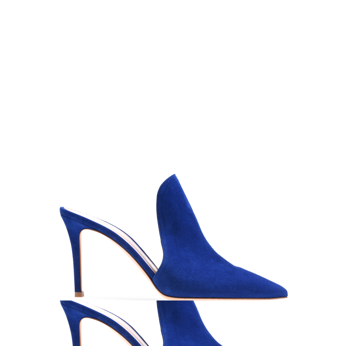 Blue Vegan Suede Pointed Toe Stiletto Heel Mule Loafers for Women