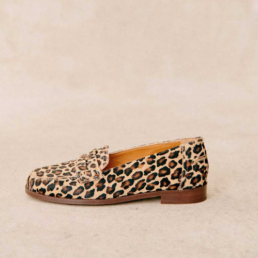 Brown Leopard Square Toe Flat Slip-On Classic Loafers
