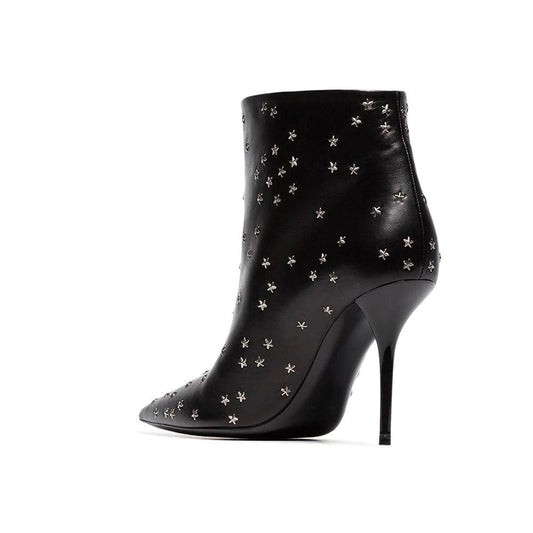 Black Studs Stiletto Heel Ankle Boots