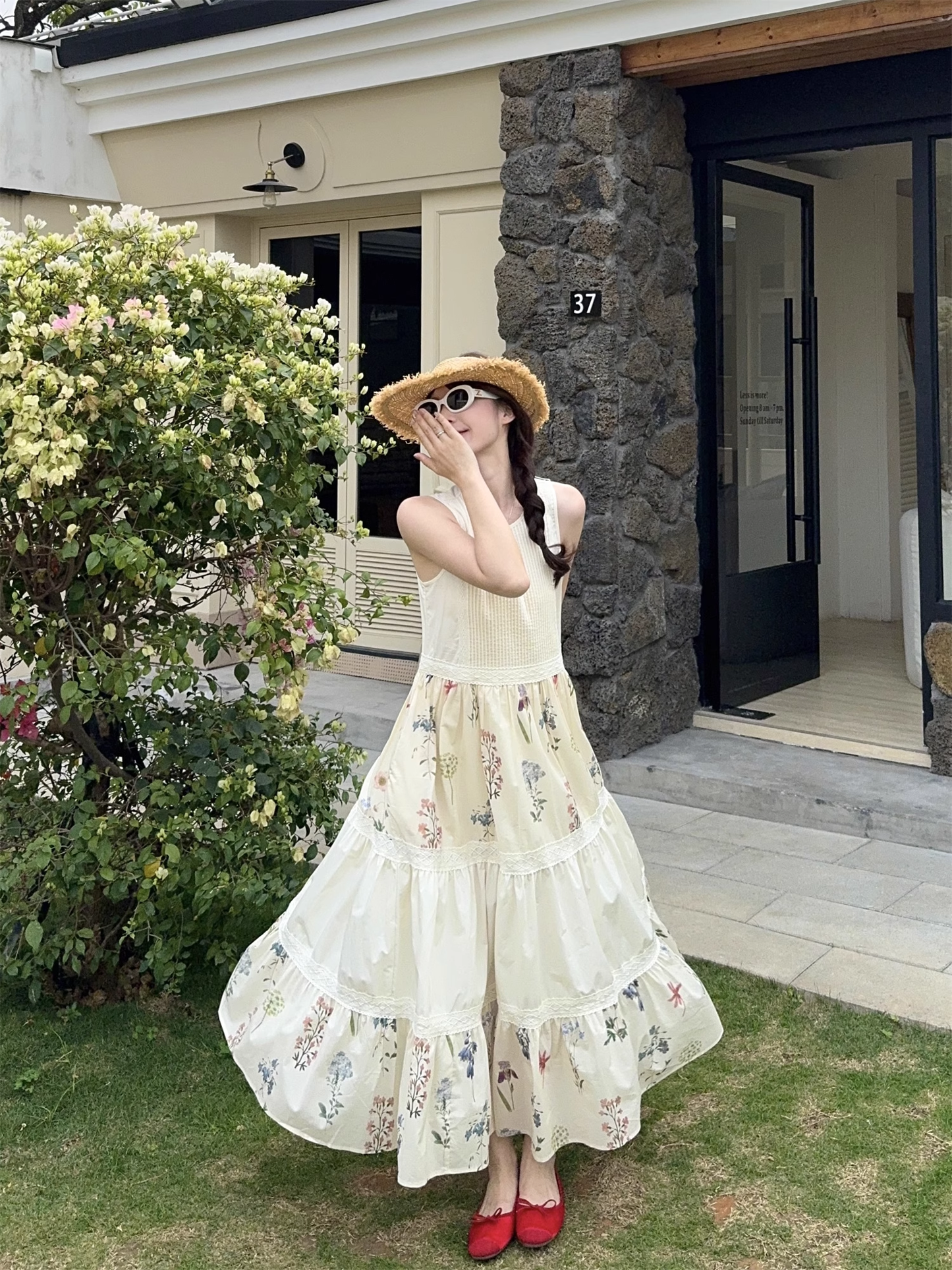New Fashion Floral Design Beach Holiday A-line Sleeveless Vintage Dress TP3318