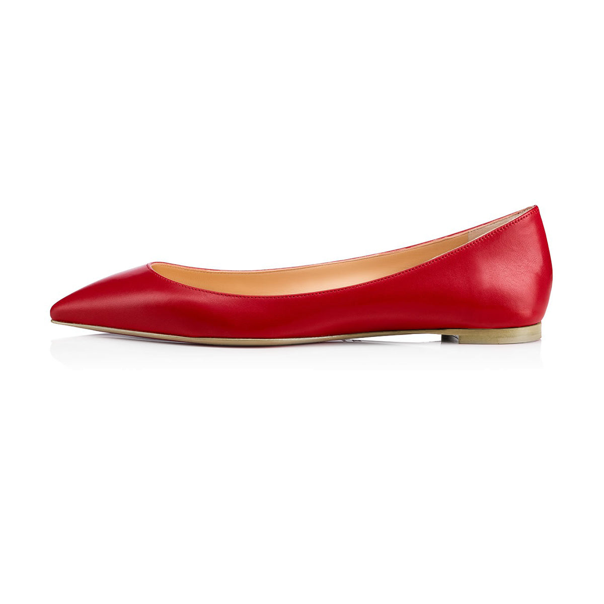 Red Pointed Toe Low-Cut Flats Slip-On Casual Shoes for Women