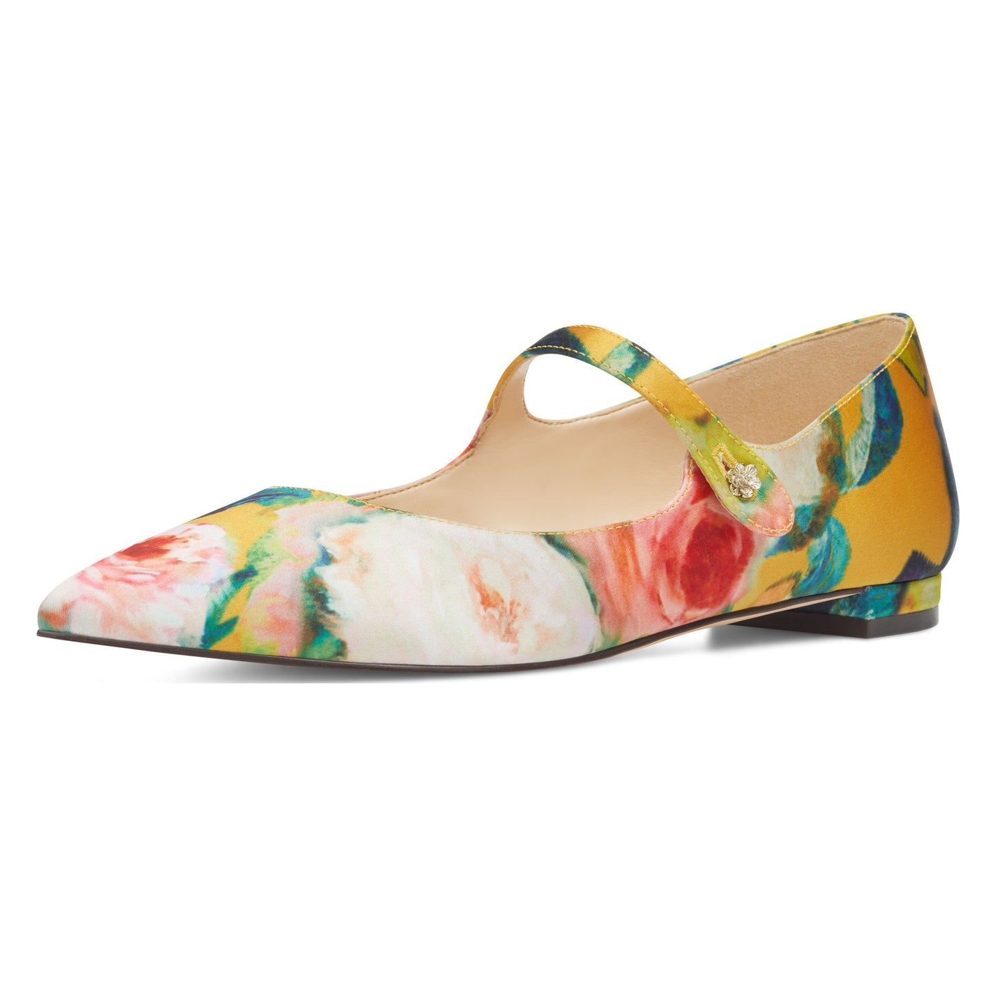 Women's Multicolor Floral Print Mary Jane Shoes Pointed Toe Flats