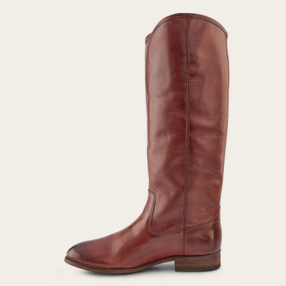 Brown Vegan Leather Round Toe Chunky Heel Wide Calf Knee High Boots