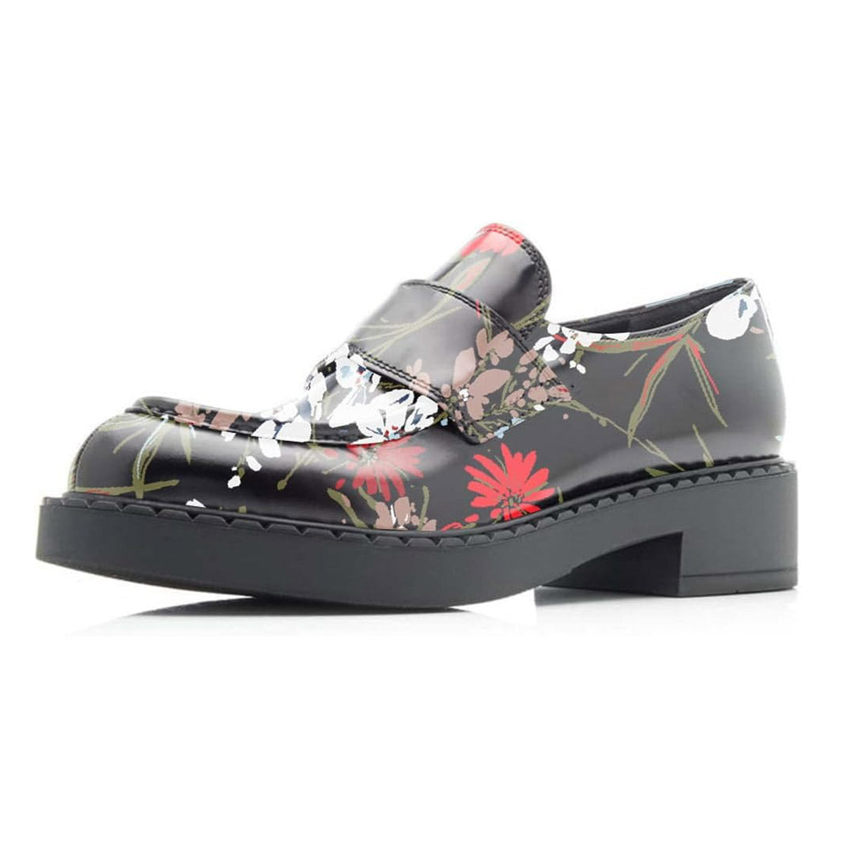 Multicolor Floral Print Chunky Heel Platform Women's Loafers