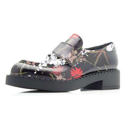 Multicolor Floral Print Chunky Heel Platform Women's Loafers