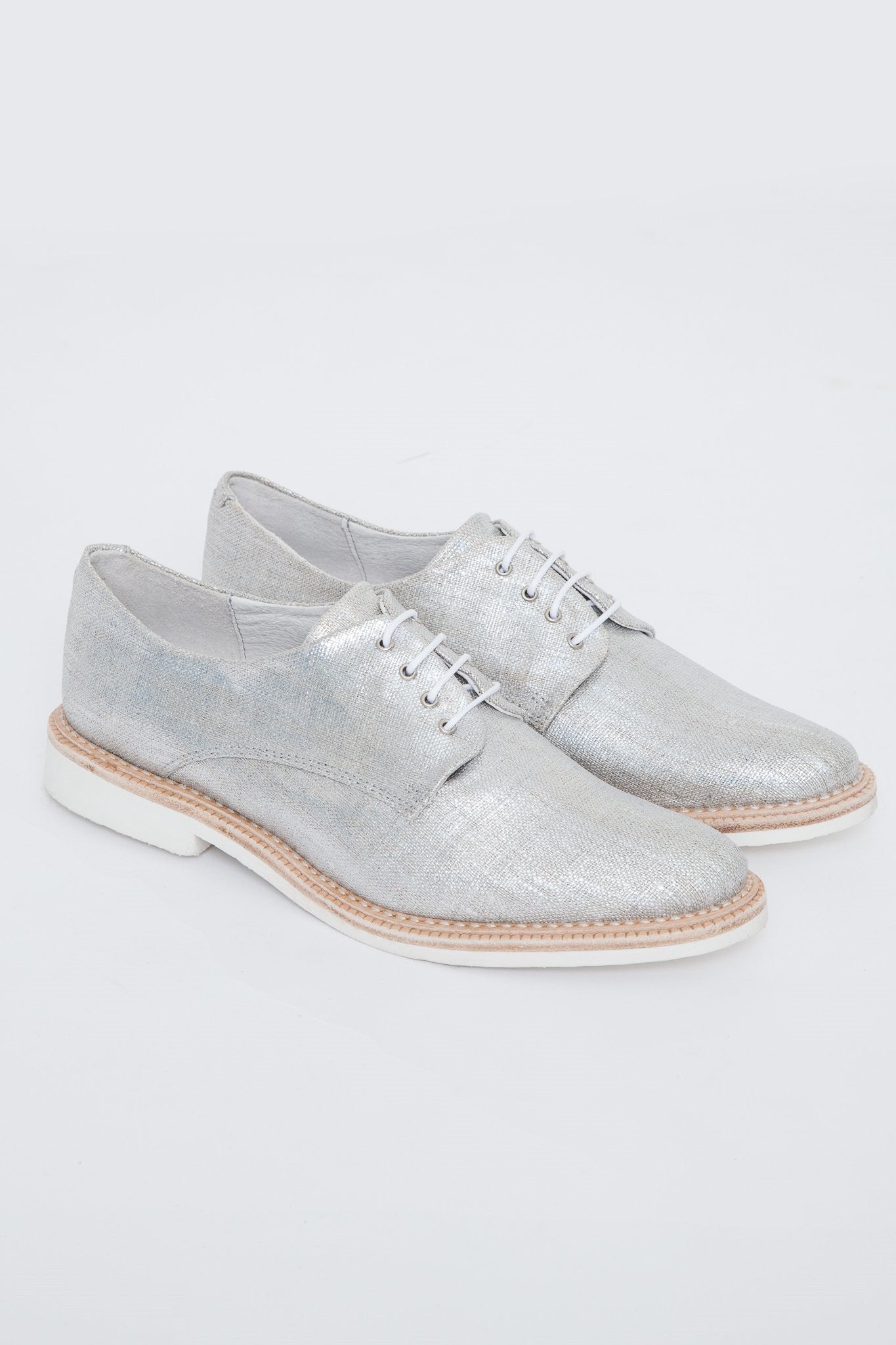 Silver Comfortable Fabric Vintage Flats Women's Oxfords