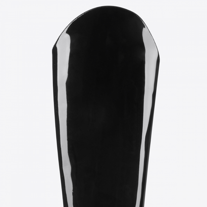 Black Patent Leather Pointed Toe Chunky Heel Fashion Knee High Boots