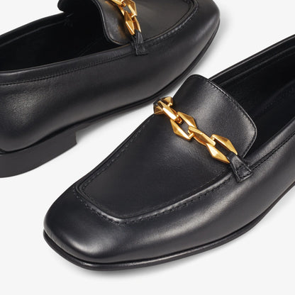 Black Square Toe Vintage Shoes Classic Buckle Flat Women's Loafers