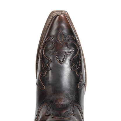 Black Snip Toe Chunky Heel Embroidered Knee High boots for Women