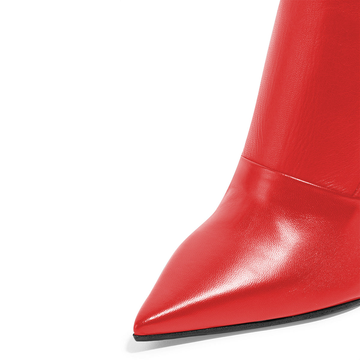 Red Pointed Toe Stiletto Heel Rear Zip Closure Women's Knee High Boots