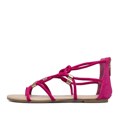 Hot Pink Open Toe Summer Sandals Comfortable Flats