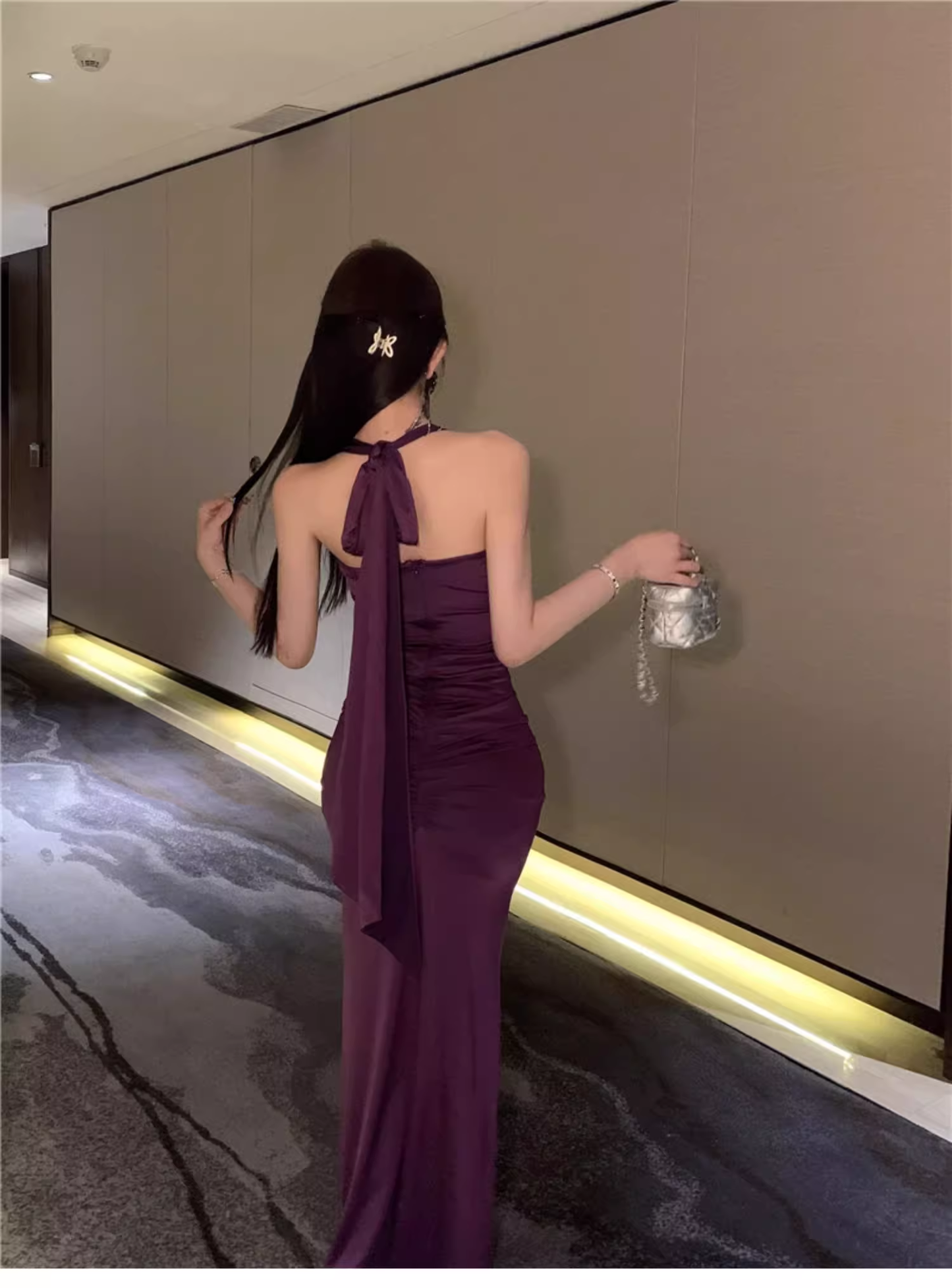 Vintage Purple Sweetheart Pleated Design Prom Dress A-line Halter Dress TP3575