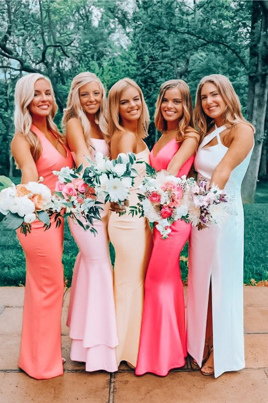 PM355,Simple mermaid satin bodycon long prom evening dresses