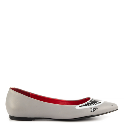 FSJ Grey Cute Shark Print Pointed Toe Flats for Women
