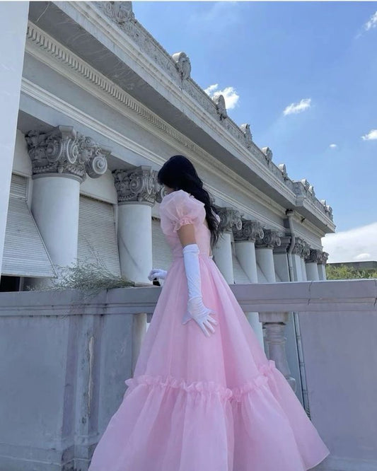 Vintage Pink A-line Prom Dress,Elegant Princess Dresses