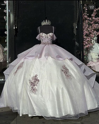 Elegant Shiny Embroidery Sweet 16 Quinceanera A-Line Floor-length Prom Dress Birthday Dress Evening Dress Ball Gown TP4422