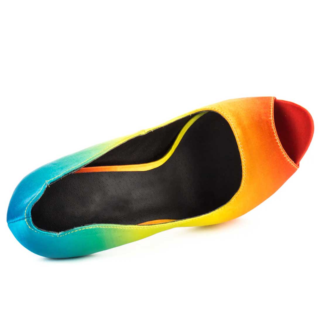 Women's Multicolor Satin Peep Toe Platform Pumps with Printed Outsole