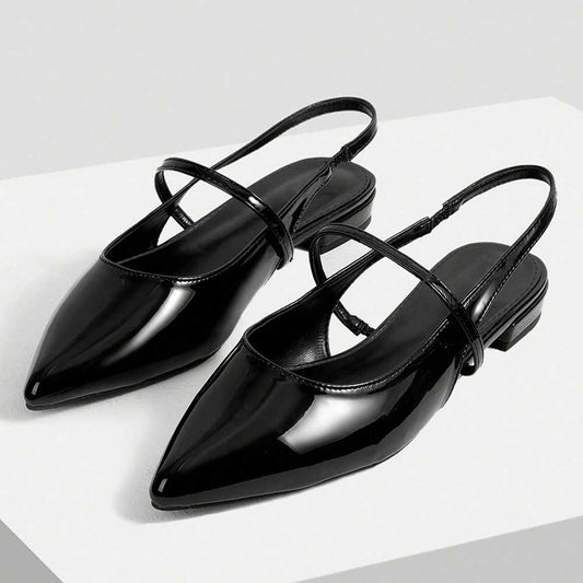 Stylish Black Pointy Toe Women's Dress Flats with Slingback Strap