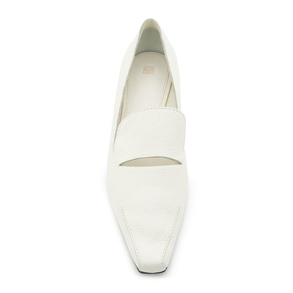 White Vegan Leather Square Toe Stiletto Heel Loafers