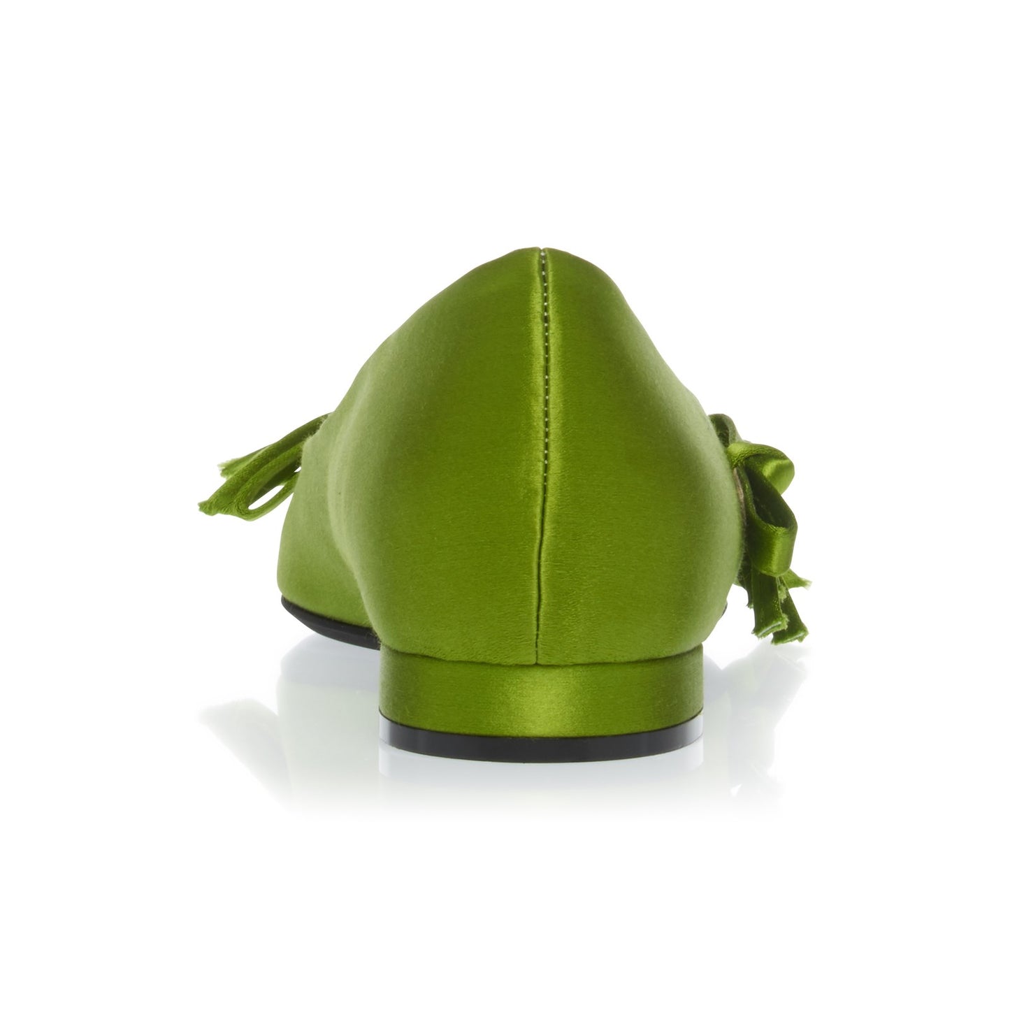 Elegant Green Satin Bow Pointy Toe Slip-On Comfortable Flats