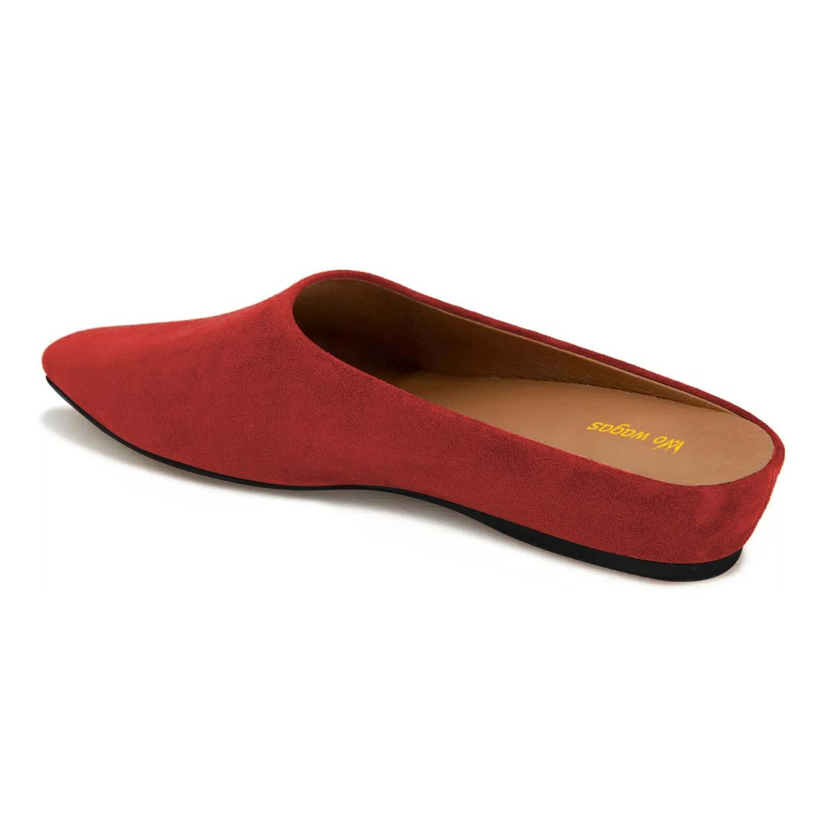 Women's Simple Red Vegan Suede Slip-On Square Toe Heeled Mules