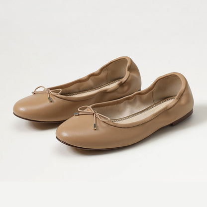Women's Khaki Elastic Top Line Round Toe Comfort Flats with Bow