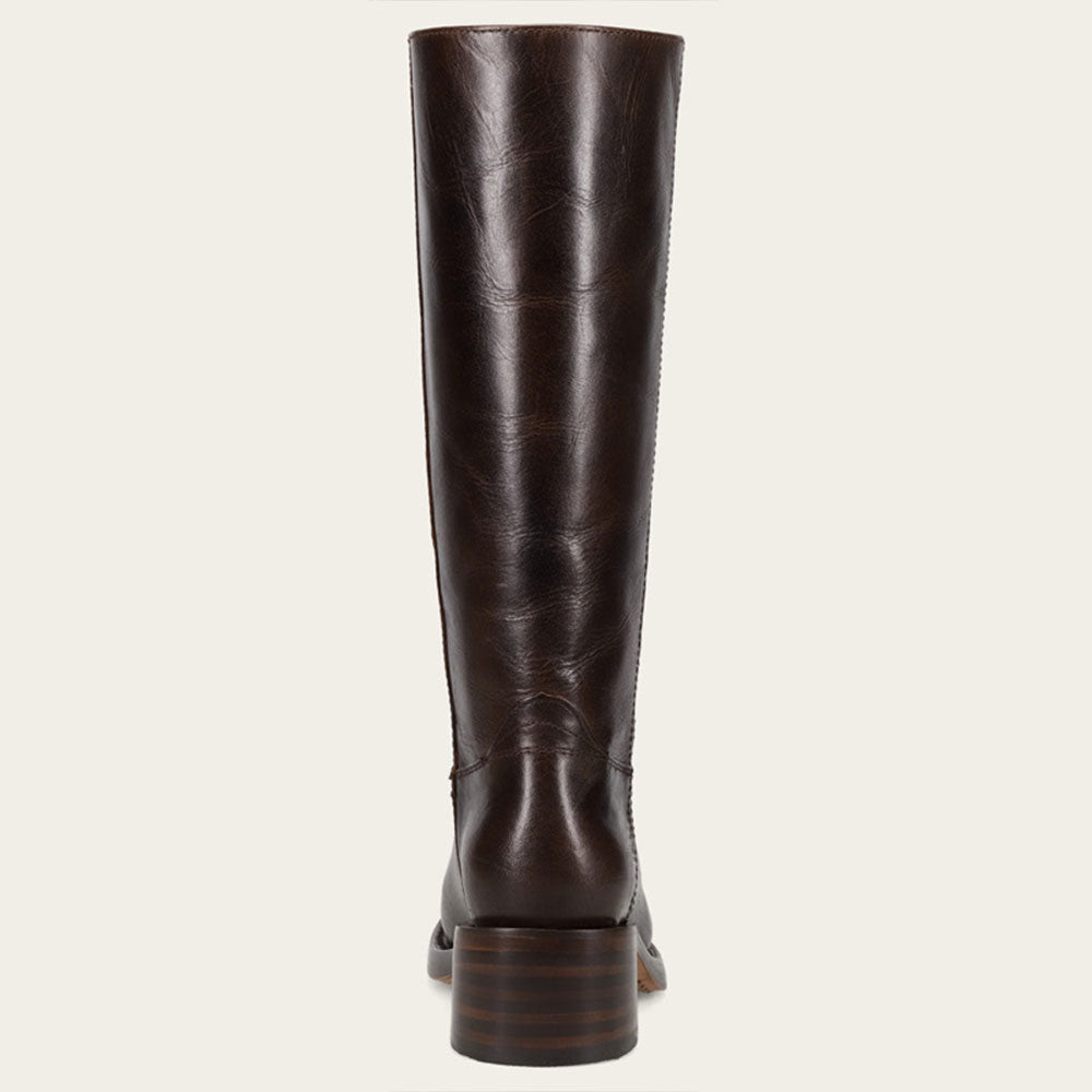 Brown Vegan Leather Pull-On Square Toe Mid Calf Boots with Block Heel