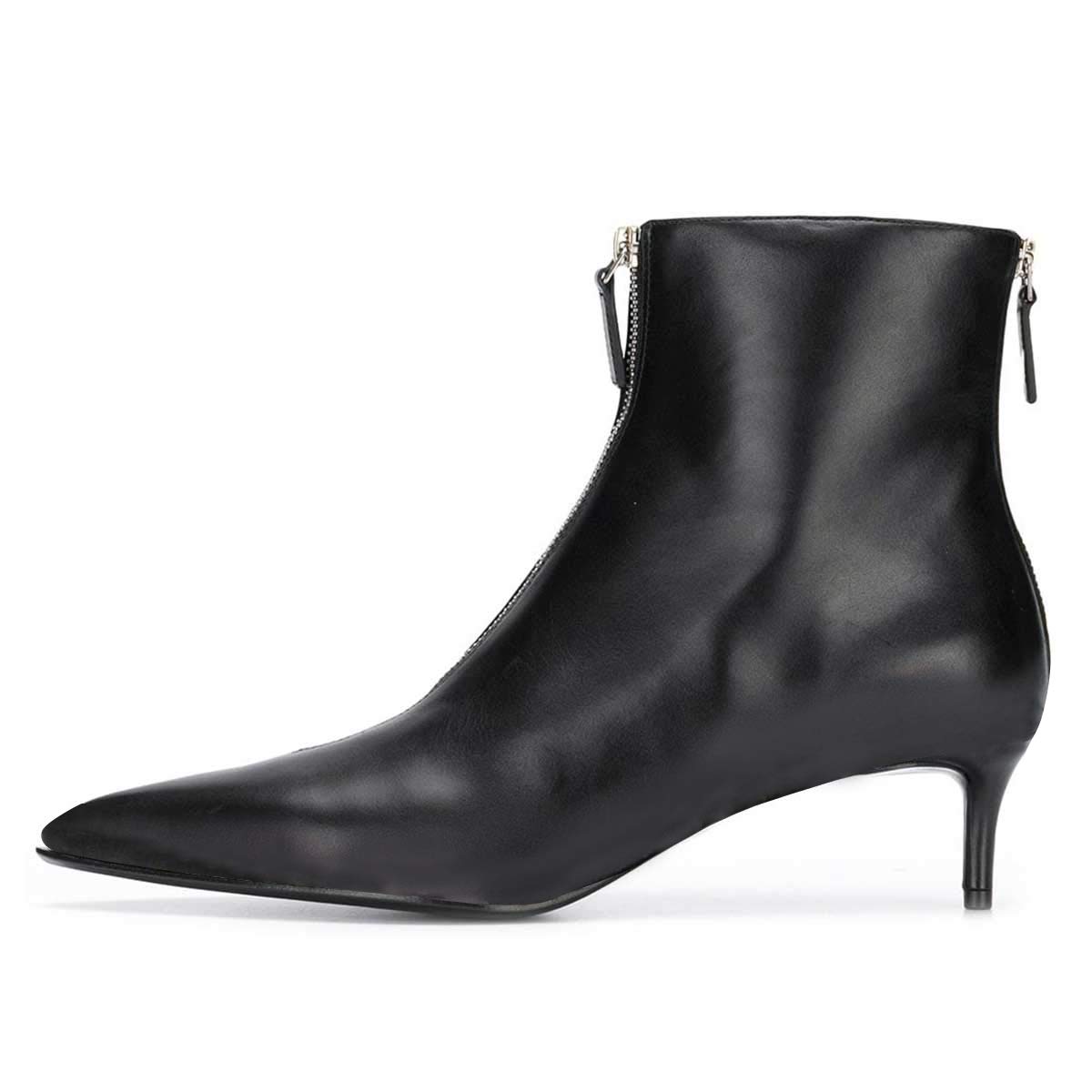 Black Vegan Leather Closed Toe Stiletto Heel Ankle Boots