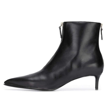 Black Vegan Leather Closed Toe Stiletto Heel Ankle Boots