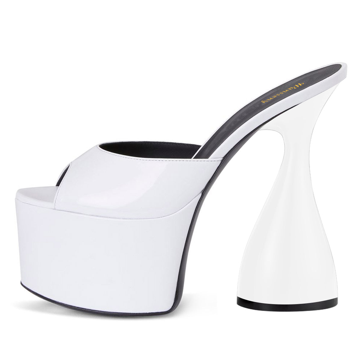 White Peep Toe Platform High Heel Mule Shoes for Women